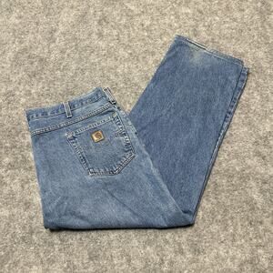 Carhartt Relaxed Fit Men's Straight Jeans Size 44x30 Blue Light Wash Denim